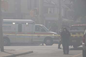 Thick smoke blanketing the area of Wyandotte St. E at Parent Ave. in Windsor, May 23, 2016. (Photo by Adelle Loiselle)