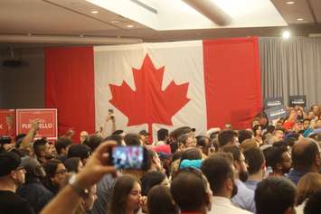 Part of a crowd of hundreds at the St. Clair Centre for the Arts for a Liberal rally, September 16, 2019. Photo by Mark Brown/Blackburn News.