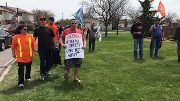 Workers protest working conditions at Sarnia's Afton Park Place. May 9, 2018 (Photo by Melanie Irwin)