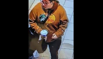 A suspect sought in an incident at Lambton Mall - Dec. 5/25 (Photo via Sarnia-Lambton Crime Stoppers)