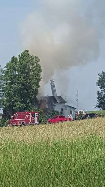 Fire crews on scene of a house fire near Auburn on July 5, 2019. (Photo by Stacy Kuntz-Eichler)
