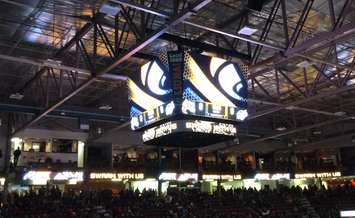 The Sarnia Sting's new Scoreboard and Power Ring debut Dec. 28, 2017 (BlackburnNews.com photo by Dave Dentinger)