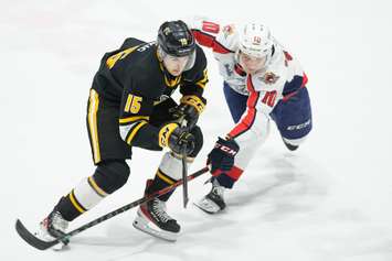 The Sarnia Sting hosting the Windsor Spitfires. 15 March 2022.  (Metcalfe Photography)