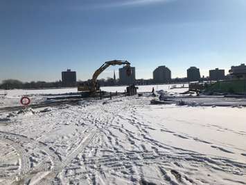 Construction of Sarnia's new Centennial Park Boat Ramp. January 19, 2018 (Photo via City of Sarnia Twitter)
