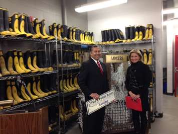 Sarnia Lanxess President Ubiratan Sa and Lambton College President and CEO Judith Morris. November 28, 2014 (BlackburnNews.com photo by Melanie Irwin)