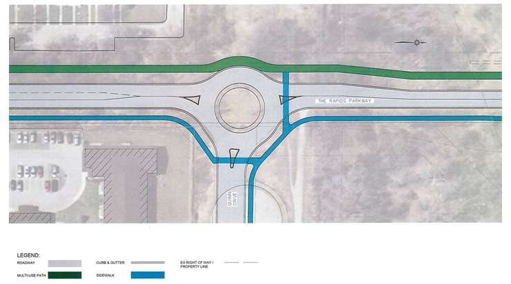 Initial rending of the Rapids Parkway roundabout at Quinn Drive. (Photo courtesy of City of Sarnia)