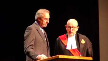 Mayor Randy Hope is sworn in by the Honourable Bruce Thomas (Photo taken by jake Kislinsky)