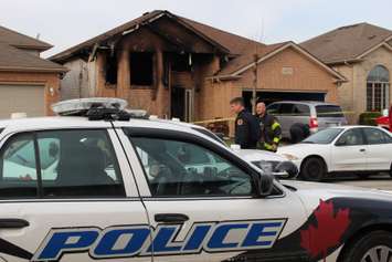 Windsor fire crews respond to a blaze at 4183 Spago Cres. at 1am on November 29, 2014. (Photo by Jason Viau)