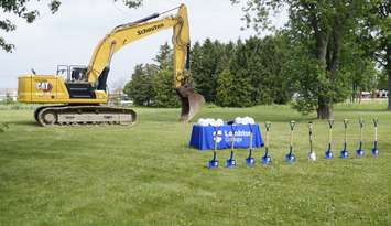 Shovels and an excavator at Lambton College for the groundbreaking for the residence (Photo by: Lindsay Newman/ Blackburn Media)