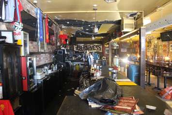 A look at damage done to the Manchester Pub on Ouellette Ave. in Windsor following a water main break, February 23, 2015. (photo by Mike Vlasveld)