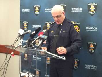 Windsor police chief Al Frederick addresses the media about the arrest made in the murder investigation of Cassandra Kaake. (Photo by Jason Viau)