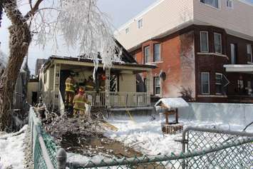 Windsor firefighters respond to a blaze at 761 Windsor Ave. on February 18, 2015. (Photo by Jason Viau)