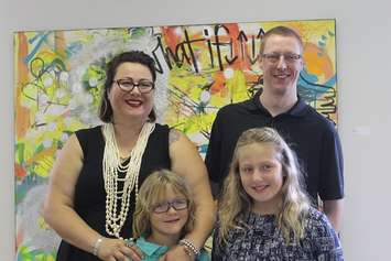 Elizabeth Downey-Sunnen and her family at United Way chair announcement. August 9, 2017. (Photo by Sarah Cowan Blackburn News Chatham-Kent).