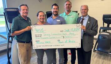 A cheque presentation at the Petrolia YMCA (Photo by: Town of Petrolia)
