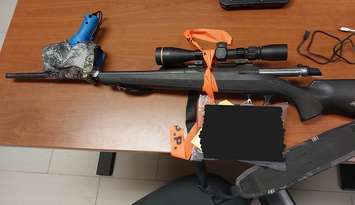 A firearm seized during a traffic stop in Northern Bruce Peninsula, November 11, 2025. Photo provided by Grey Bruce OPP