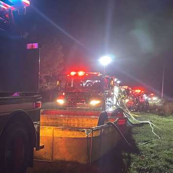 Emergency crews on the scene of a fire in Rodney (Photo by: West Elgin Fire Department Facebook page)