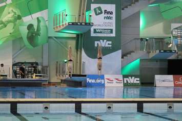 Divers compete in the FINA Diving World Series 2015 in Windsor, May 22, 2015. (Photo by Jason Viau)