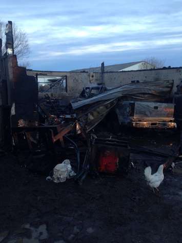 Amherstburg fire crews respond to a garage fire in the 9100-block of County Rd. 41, February 1, 2016. (Photo courtesy Amherstburg Fire Department)