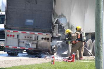 A truck fire on Bloomfield Rd. near Hwy. 401, April 6, 2016 (Photo by Jake Kislinsky)