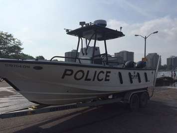 Chatham OPP on hand to help with the Mackinac race. photo sent through Blackburn Radio app. 