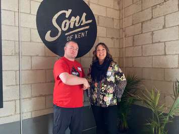 Ribs and Rims organizers Connie Beneteau from the Downtown Chatham BIA (right) and Chris Glassford from Summit Shows (left). Photo by Matt Weverink