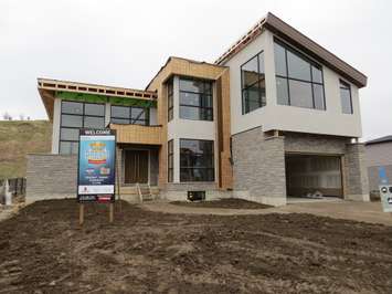Exterior construction is nearing completion at the Dream Home at 2162 Ironwood Rd. (Photo by Miranda Chant, Blackburn News)