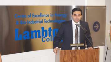 London North Centre MP Peter Fragiskatos announces $5.6-million in Federal funding to update Lambton College infrastructure. September 23, 2016 BlackburnNews.com photo by Leeya Morrow