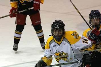 Brady HInz at Sarnia Sting orientation camp May 21, 2016 (BlackburnNews.com photo by Dave Dentinger)