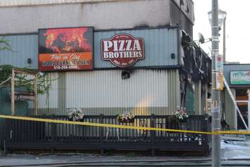 Damage at Pizza Brothers restaurant in Windsor, October 12, 2015.  (Photo by Adelle Loiselle)