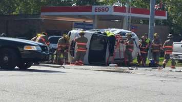 Crash sends minivan onto its side. October 7, 2015 (Photo provided by Megan Elizabeth Graham)