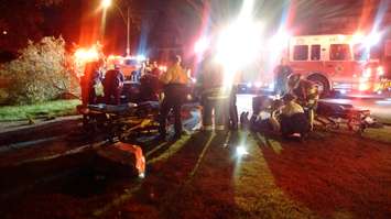 Crews assess a crash on Victoria Ave. Windsor (Photo courtesy of Joe McParland)