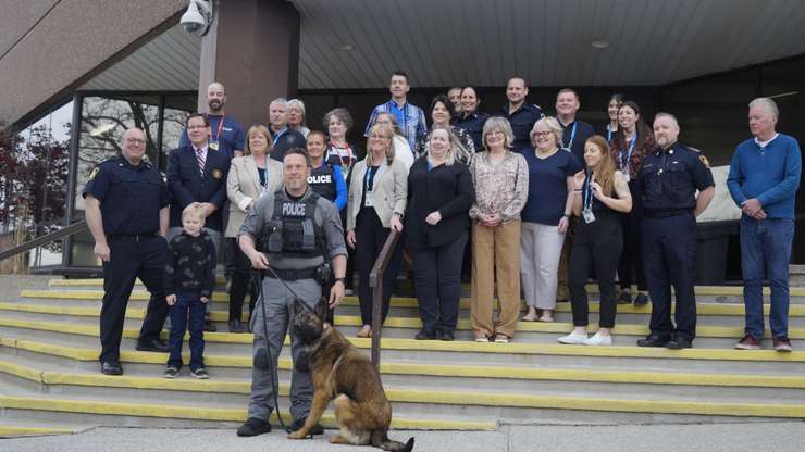 SPS staff and community members outside with Vader. April 23, 2024. (Photo by Natalia Vega)