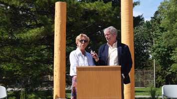 Norma Cox speaks at the official opening ceremony for Cox Park within Germain Park. June 24, 2015 (BlackburnNews.com Photo by Briana Carnegie)