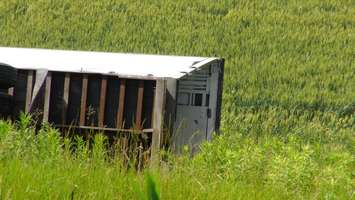 The scene of a crash involving a tractor trailer on highway 401, June 23 2015 (Photo by Jake Kislinsky)