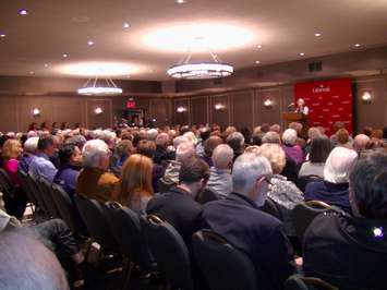 Elizabeth Wood McDonald speaks at the Sarnia-Lambton liberal nomination meeting May 19, 2015 (BlackburnNews.com photo by Briana Carnegie)