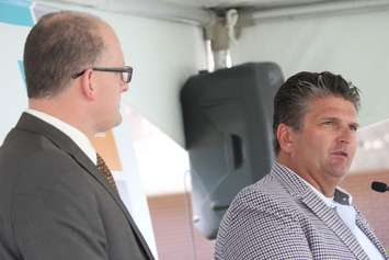 BlackburnNews.com file photo of Windsor mayor Drew Dilkens and Windsor Regional Hospital CEO David Musyj, July 16, 2015. (Photo by Jason Viau)