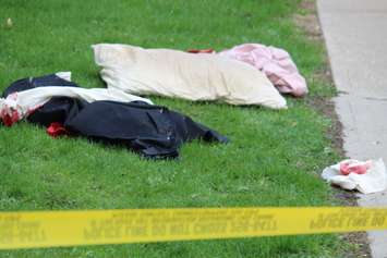 Windsor police investigate a stabbing in the 400 block of Glengarry Ave., April 22, 2015. (Photo by Jason Viau)