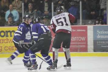 The Chatham Maroons battle the London Nationals, March 6, 2015.  (Photo courtesy of Jocelyn McLaughlin)