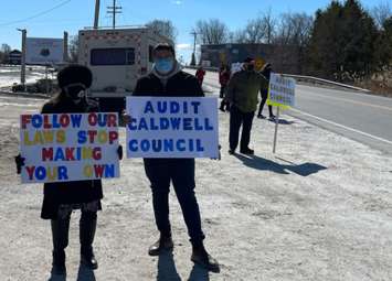 Caldwell First Nation protest in Leamington on March 76, 2021 (Photo courtesy Ian Duckworth)