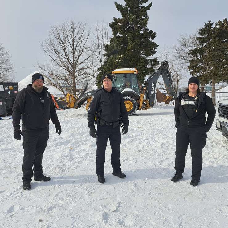 City of Sarnia Manager of Bylaw Services Adam MacDonald, IMPACT Sergeant Steve Reutz, and Bylaw officer Billie-Joe Mayers (Photo courtesy of Sarnia Police Service)