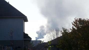 Smoke from a Plains Midstream flare stack could be seen from a considerable distance Nov. 15, 2016 (BlackburnNews.com photo)