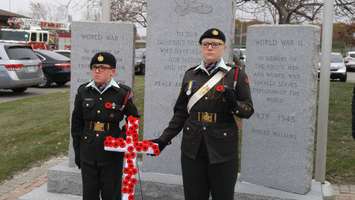 Members of the community gathered at the Aamjiwnaang First Nation Cenotaph for the annual Remembrance Day ceremony. November 10, 2017 (BlackburnNews.com Photo by Colin Gowdy)