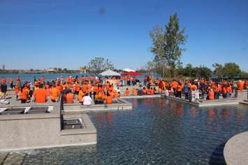 The first National Day for Truth and Reconcilliation marked on Windsor's waterfront, September 30, 2021. (Photo by Maureen Revait)