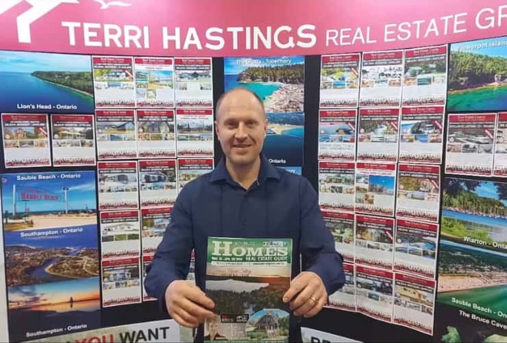 Adam Lesperance, team co-owner and broker from Terri Hastings Real Estate Group showcasing properties at the 2025 Cottage Life Spring Show.
