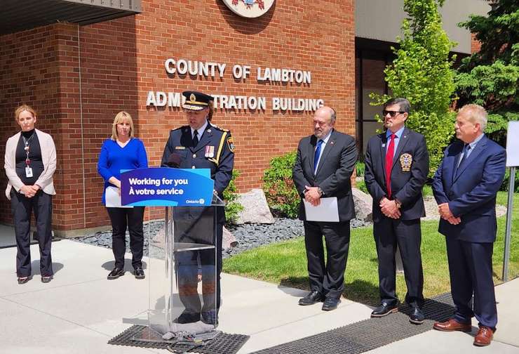 Provincial funding announcement held in Wyoming. May 8, 2024. (Photo by Josh Boyce) 