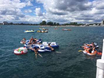 Participants in the Pt. Huron float down blown into Sarnia Bay. August 21, 2016 BlackburnNews.com photo by Melanie Irwin.