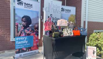 Some handbags that will be up for auction at this year's Do Good Divas event to support Habitat for Humanity Windsor-Essex, September 18, 2025. (Photo by Maureen Revait) 