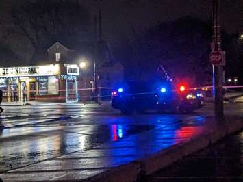 Windsor police on scene of a crash on Tecumseh Road East near Drouillard Road that saw one person seriously injured. January 3, 2023. Photo by Mark Brown, Blackburn Media. 