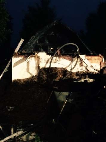 The aftermath of a shed fire on Deer Run Rd. in Leamington, August 28, 2016. (Photo courtesy of Leamington Fire Services)