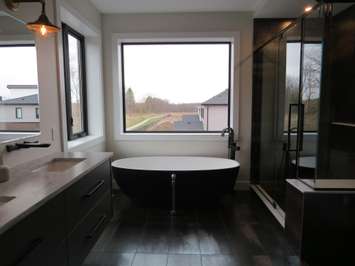 An ensuite washroom inside the Dream Home at 2162 Ironwood Rd. (Photo by Miranda Chant, Blackburn News)